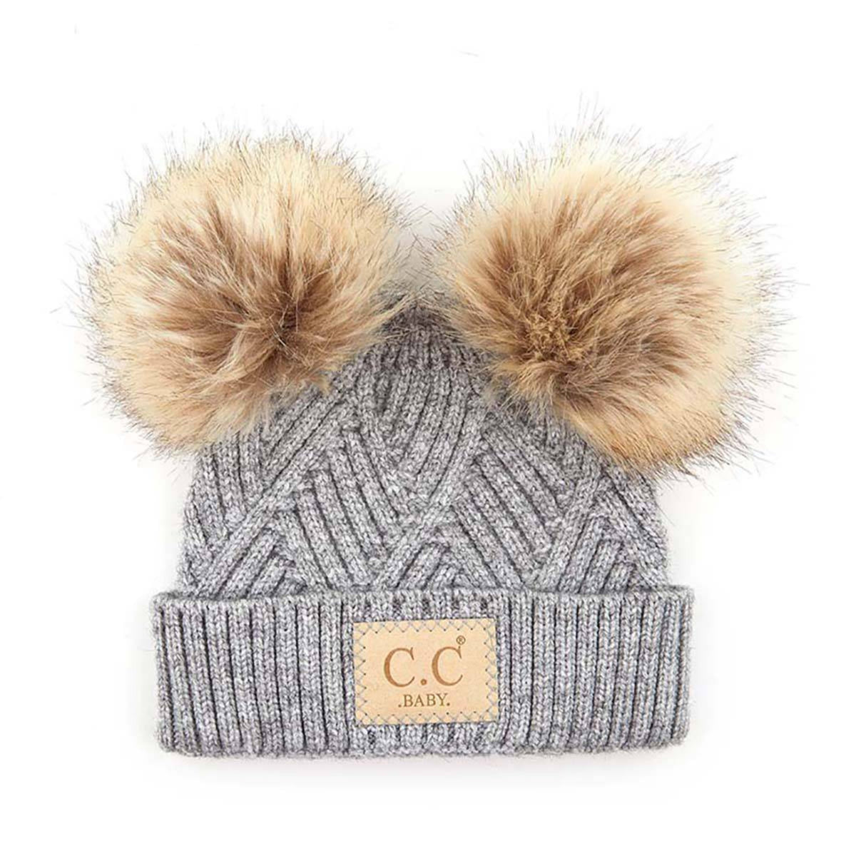 CC Beanies Diagonal Stripes Cross Pattern Pom Beanie for 