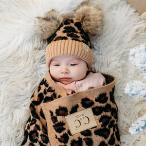 CC Double Pom Baby & Kids Leopard Beanie - Truly Contagious