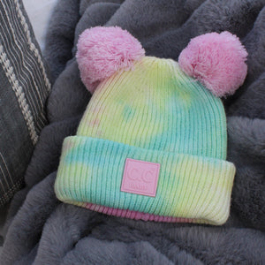 CC Baby and Kids Pom Pom Tie-Dye Beanies Hats