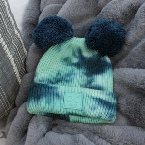 CC Baby and Kids Pom Pom Tie-Dye Beanies Hats