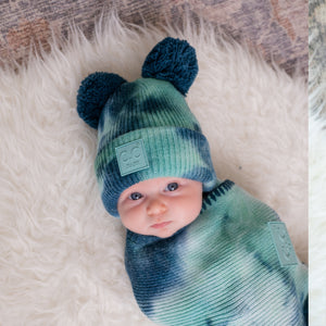 CC Baby and Kids Pom Pom Tie-Dye Beanies Hats