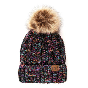 CC Bold Pom Accented Kids Youth to Adult Beanies Hats