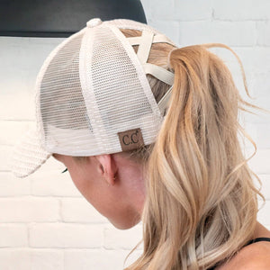 CC Textured Faux Leather Pony Cap - Truly Contagious