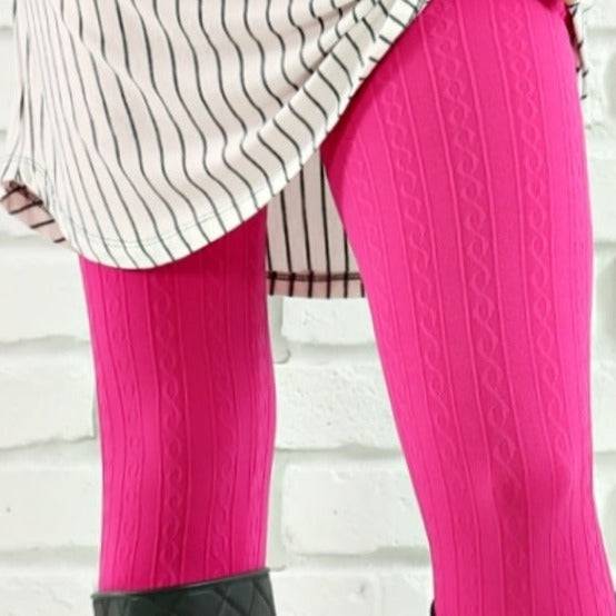  Gravity Threads Ladies Cable Knit Fleece Leggings - Fushia :  Clothing, Shoes & Jewelry