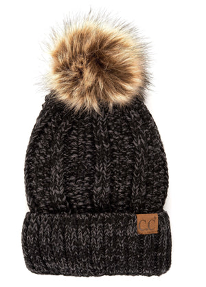 CC Bold Pom Accented Kids Youth to Adult Beanies Hats