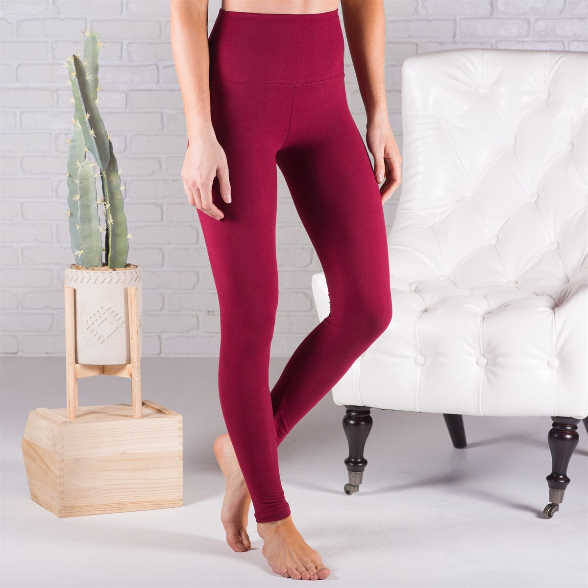 High Waisted Sz Small, Maroon/Chestnut Women's Thermal Fleece Lined Leggings