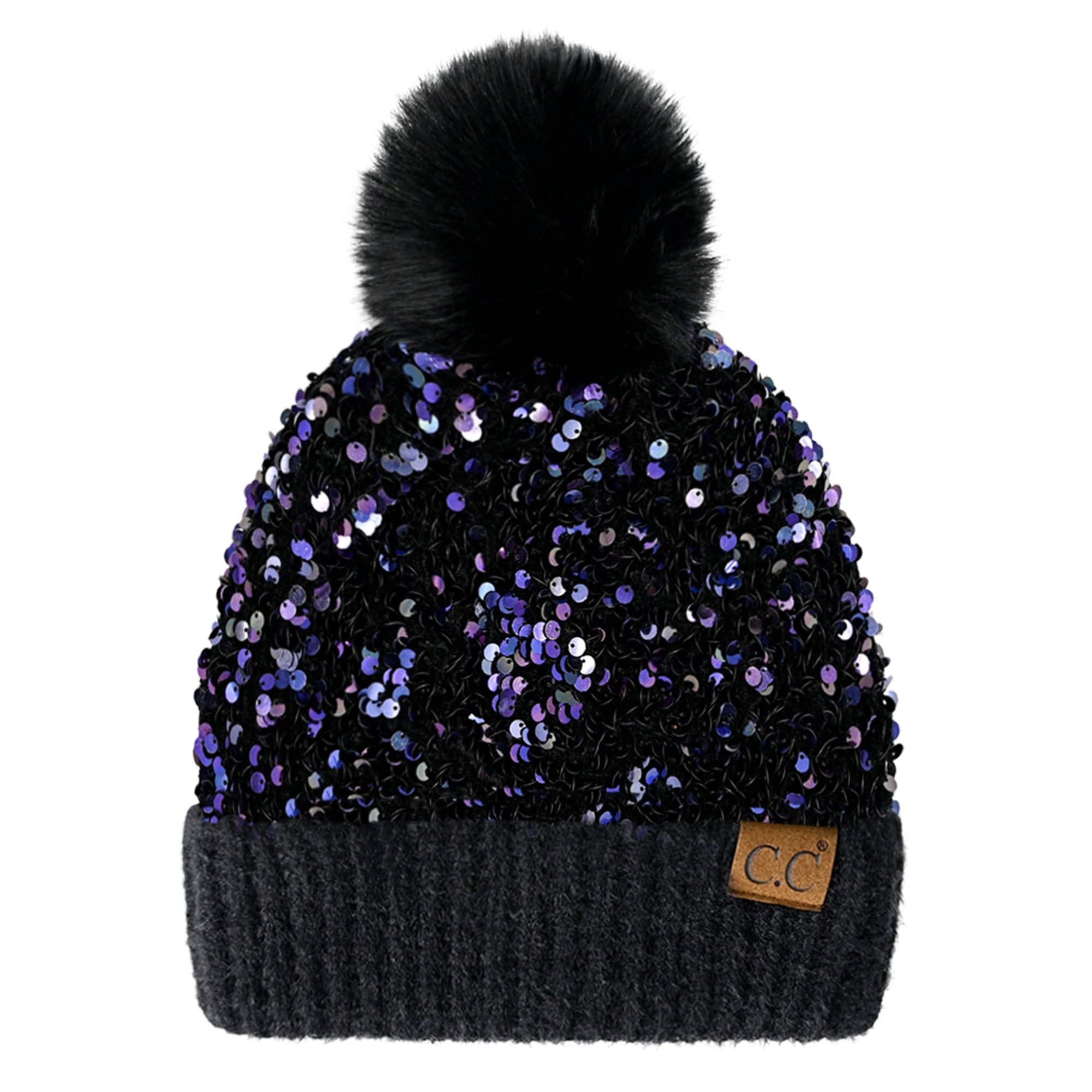 CC Sequin Fur Pom Beanie | Adult and Kid Sizes | Truly Contagious